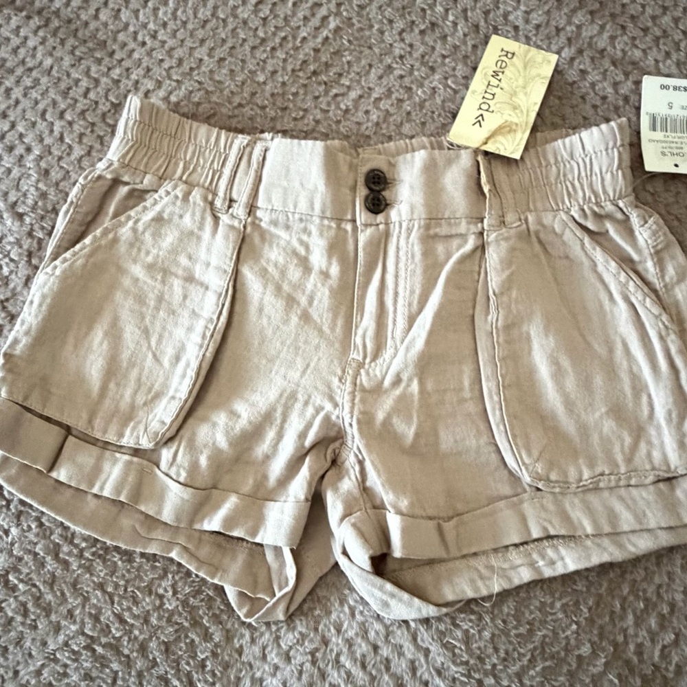 Rewind Beige Women’s Casual Linen-Blend Shorts